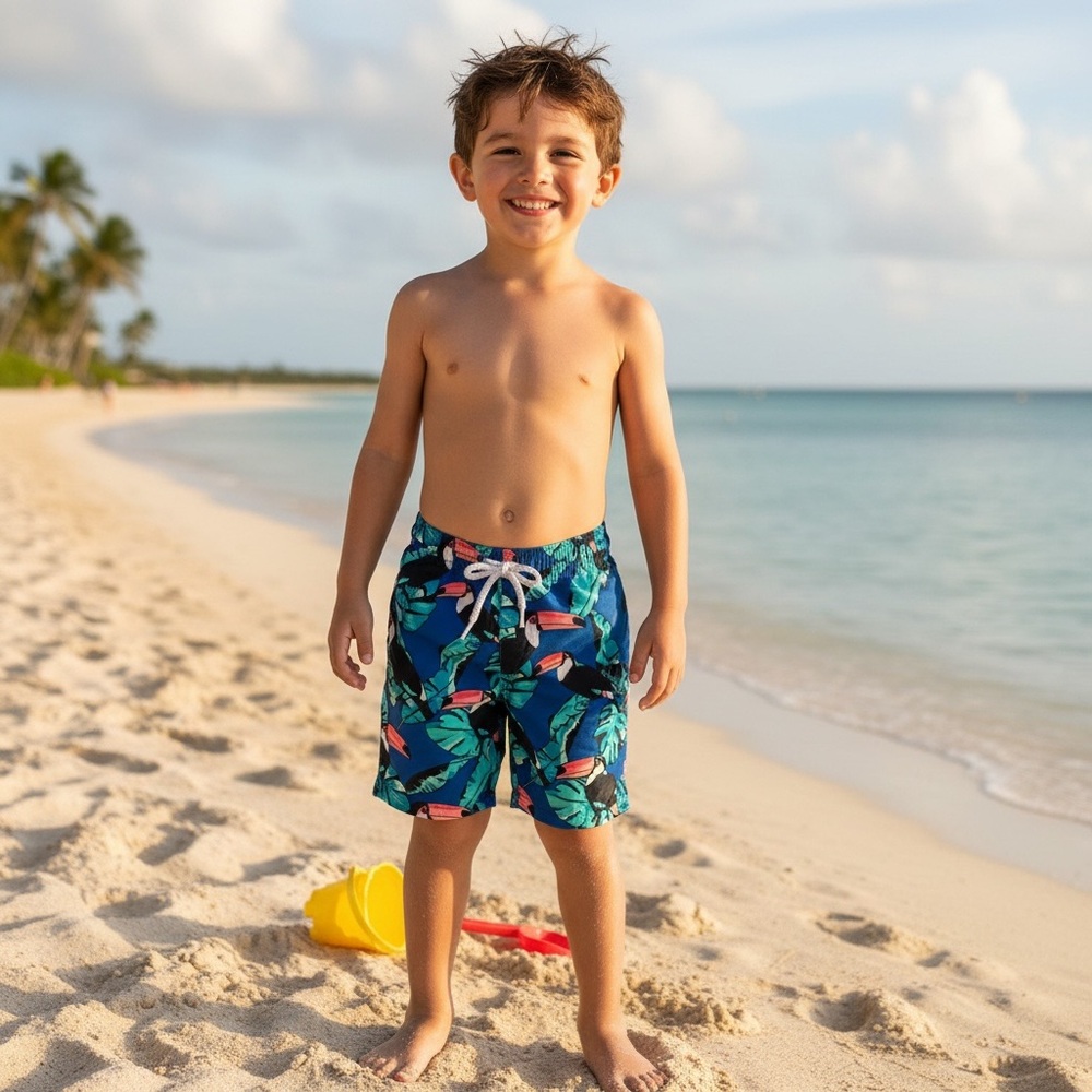 SWIM Toucan Kids Swim Trunks - Blue and Green